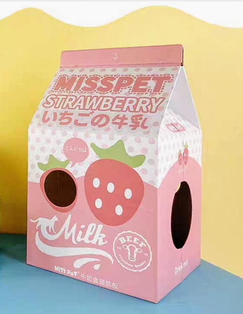 Pet Milk Carton Scratchbox Banana Milk / Strawberry Milk, Pet