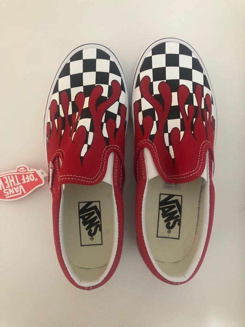 Vans Classic Slip On Checker Flame Men s Fashion Footwear Dress