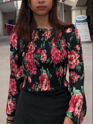 floral off shoulder bell top