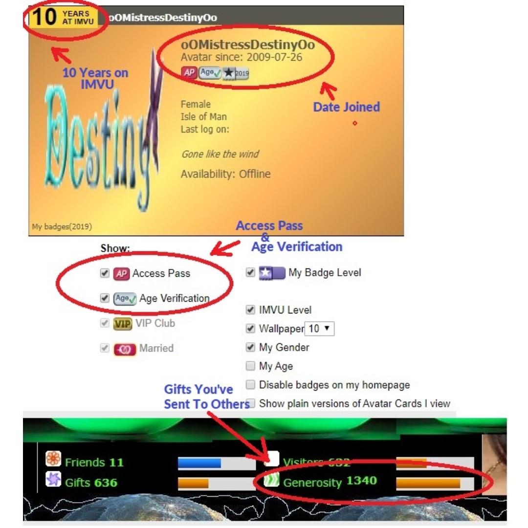 10 years old imvu premium account with name change token tons of stuffs