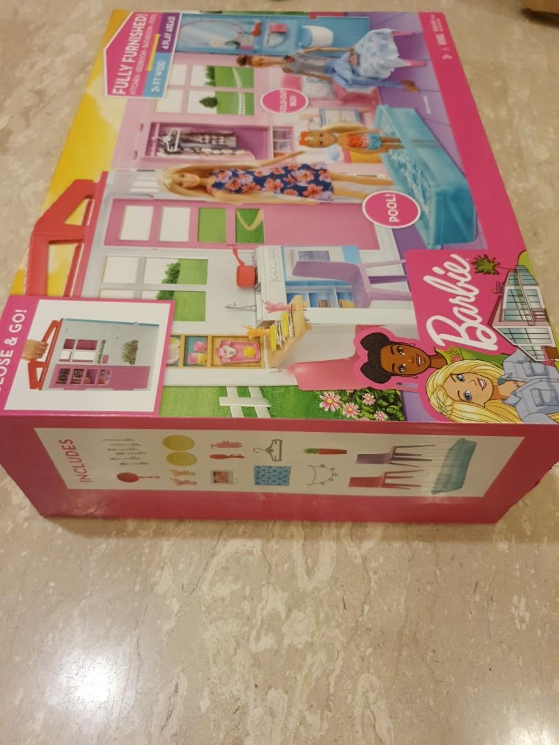 Barbie estate fully furnished close & hotsell go house with themed accessories