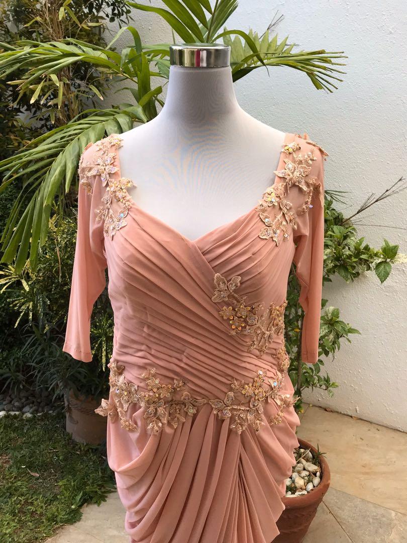 Blush pink ninang gown, Women's Fashion, Dresses & Sets, Evening