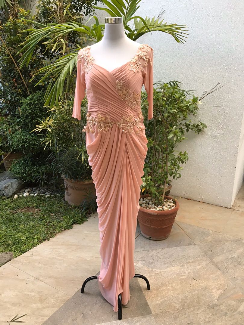 Blush pink ninang gown, Women's Fashion, Dresses & Sets, Evening