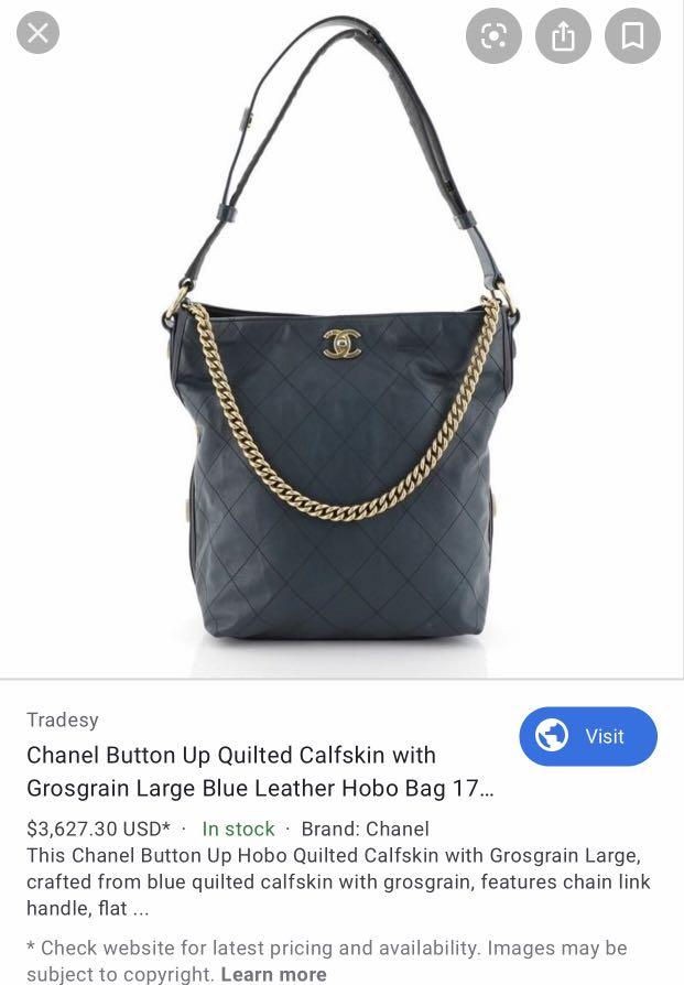Bags, Chanel Button Up Hobo Quilted Calfskin With Grosgrain Large Black