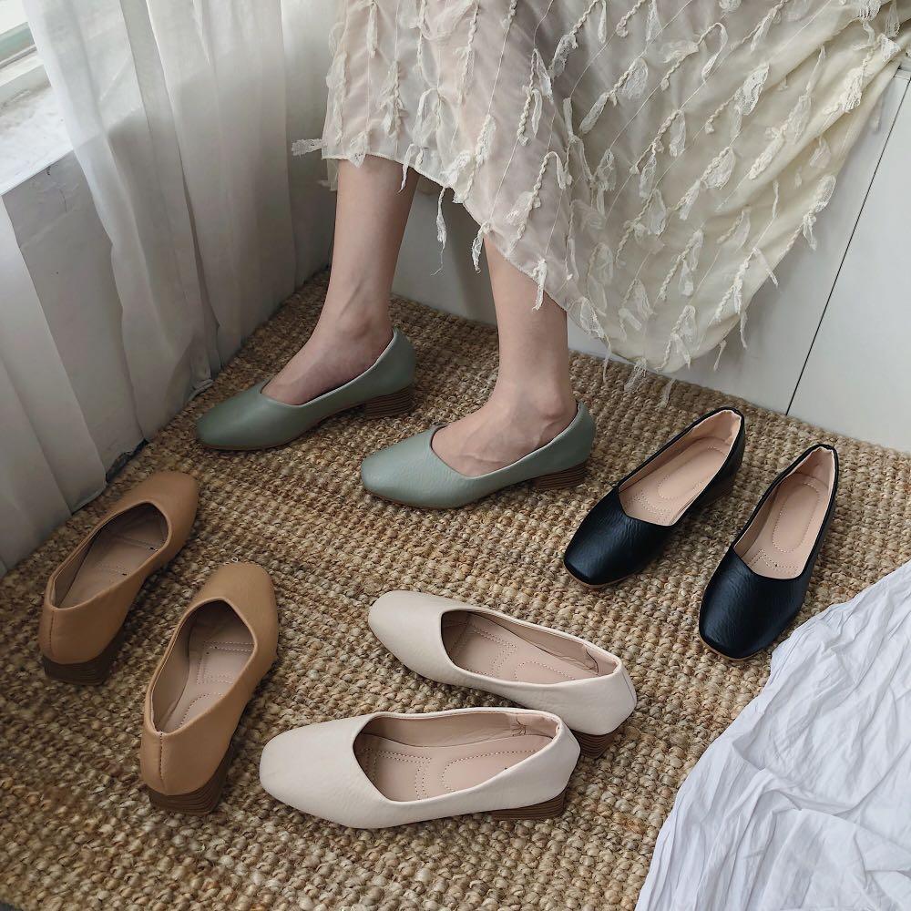 Chic style women low heel leather shoes 