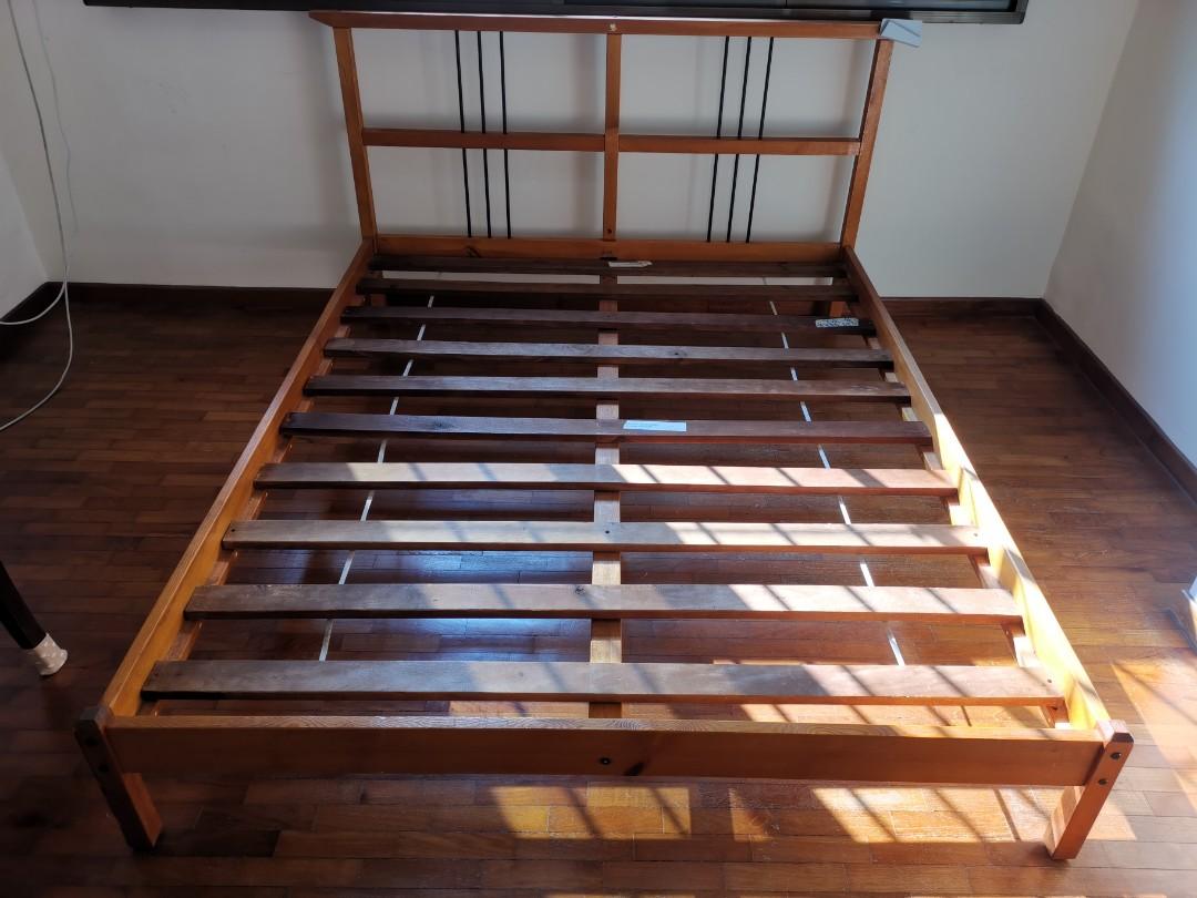 Dismantle IKEA Queen Size Bed Frame with Metress, Furniture & Home