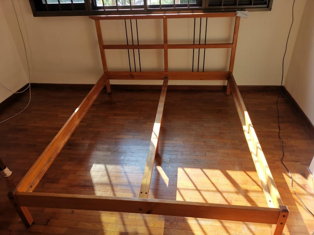 Dismantle IKEA Queen Size Bed Frame with Metress, Furniture & Home