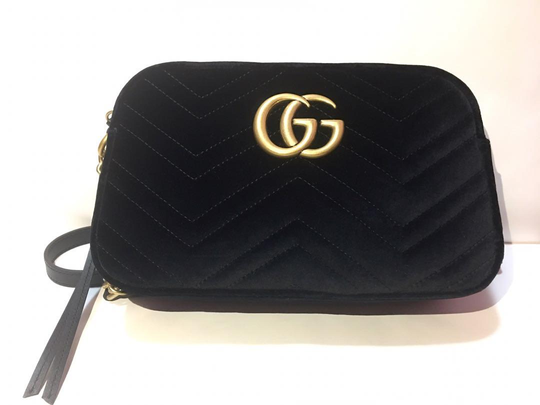 gucci black velvet marmont 2.0