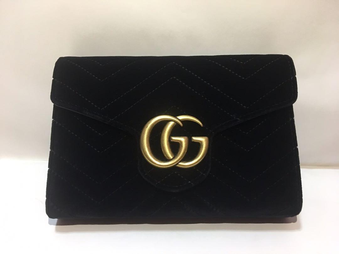 GUCCI GG MARMONT MATELASSE MINI VELVET BAG