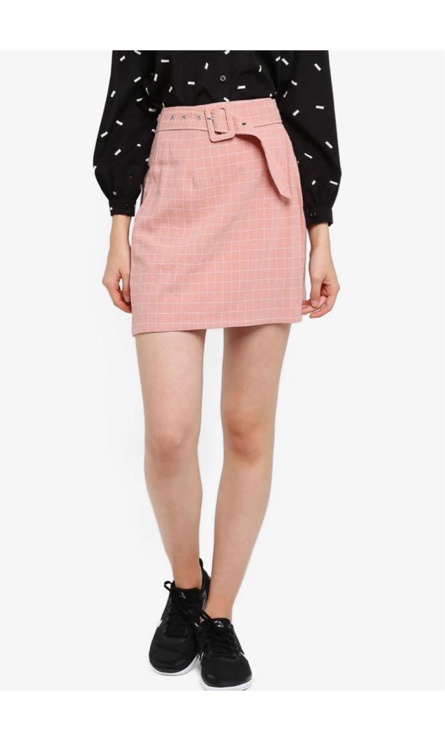 High waisted skirt with belt Outlet