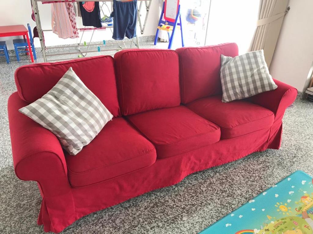 IKEA Ektorp sofa, Nordvalla red, Furniture & Home Furniture, Sofas on Carousell