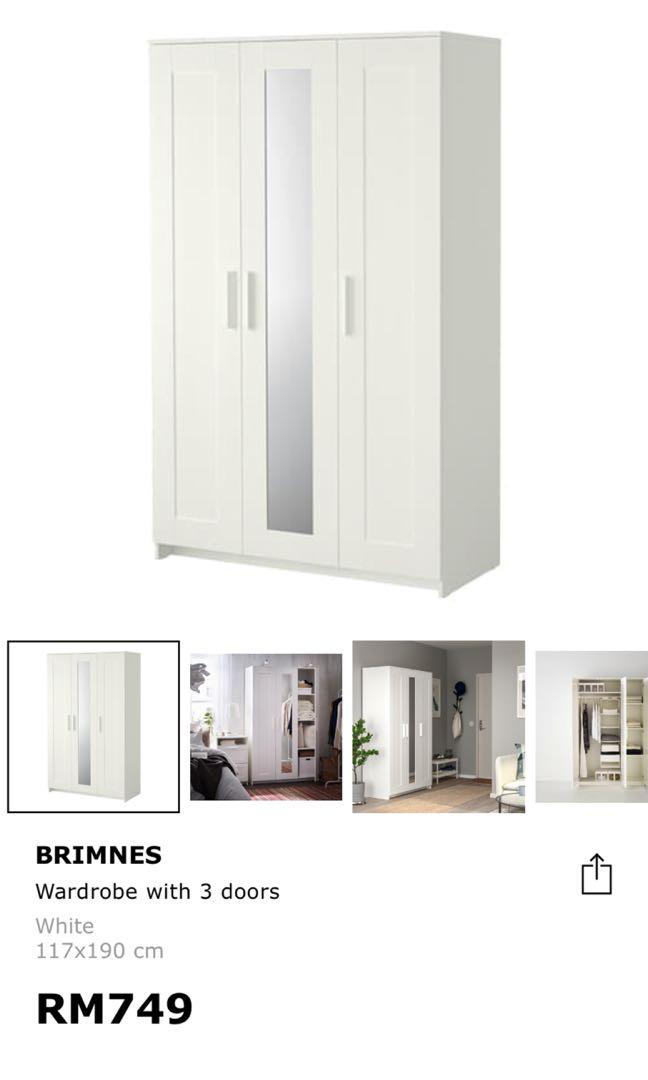 Ikea Wardrobe Brimnes With 3 Door Home Furniture Furniture On