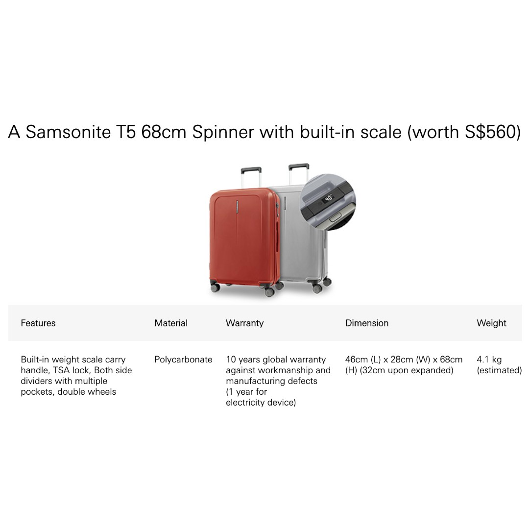 samsonite t5 68cm spinner luggage