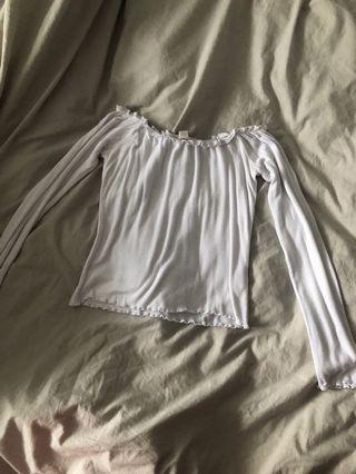 Garage off the shoulder white ribbed top