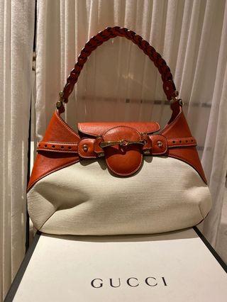 Gucci Ivory Canvas with Horsebit & Braided Strap Hobo Bag Gucci Ivory Canvas with Horsebit & Braided Strap Hobo Bag