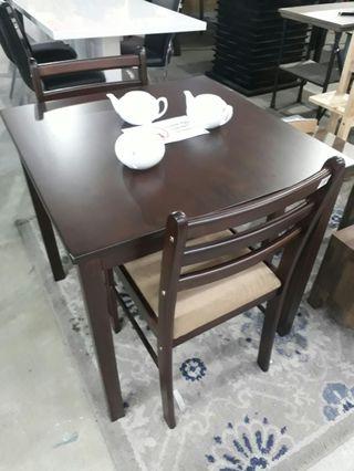 wood dining table with 2 dining chairs