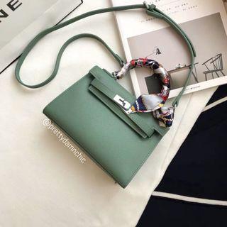 Real Leather Matte Army Green Mini Bag (P0)