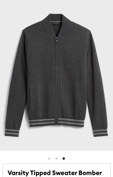 Banana Republic Varsity Tipped Sweater Bomber Jacket