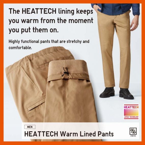 BN UNIQLO MEN HEATTECH Warm Lined Pants, Men's Fashion, Bottoms