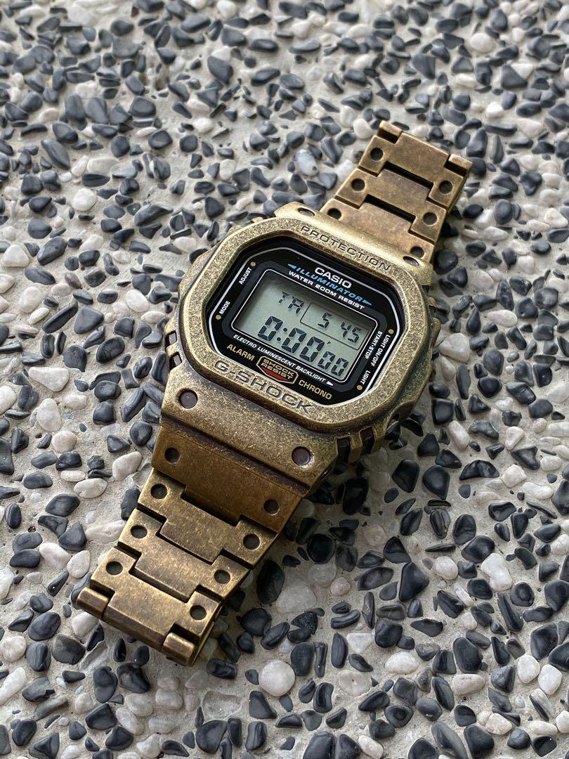 Christmas promo Casio G Shock DW 5600 in full rustic gold metal bezel and bracelet gshock G SHOCK Casio casio CASIO metal gshock
