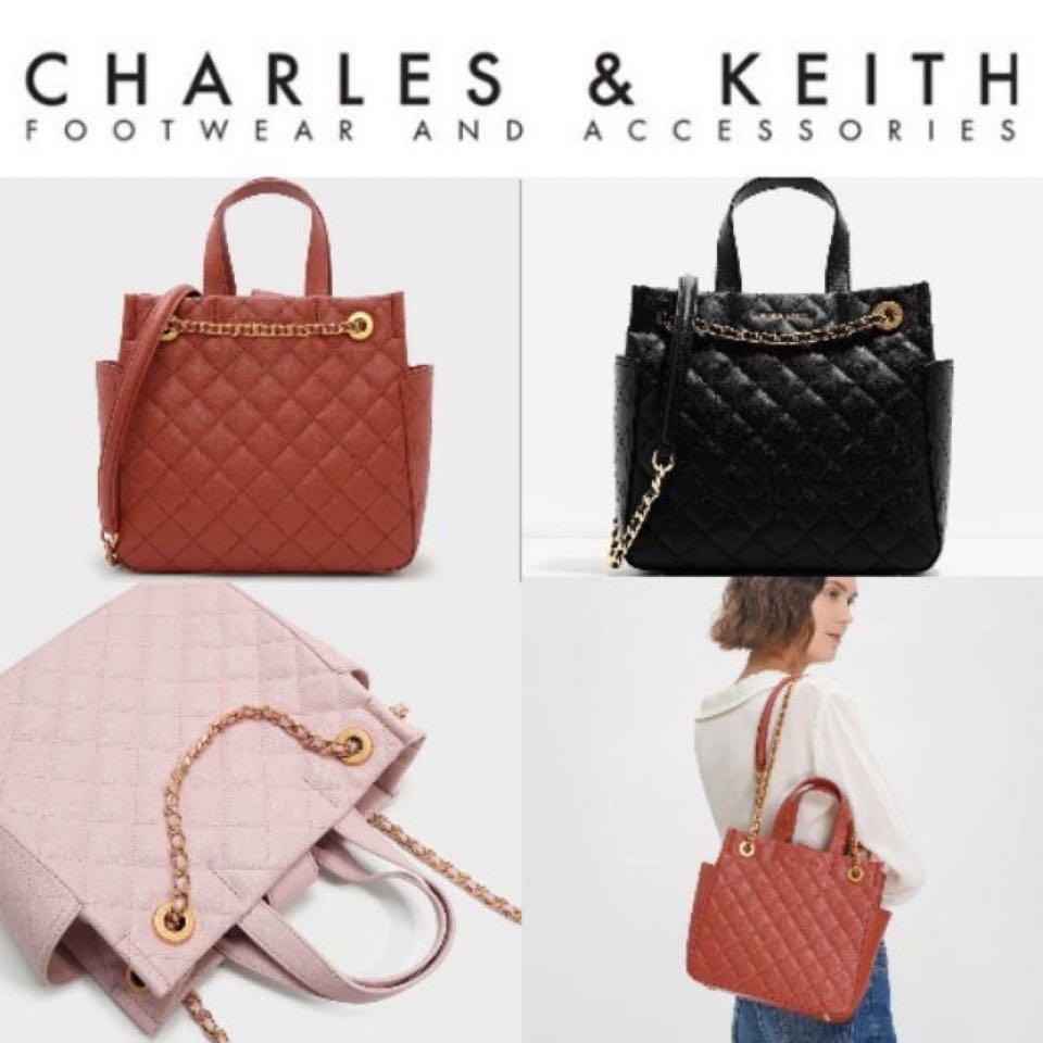 Charles & keith chain detail quilted tote deals