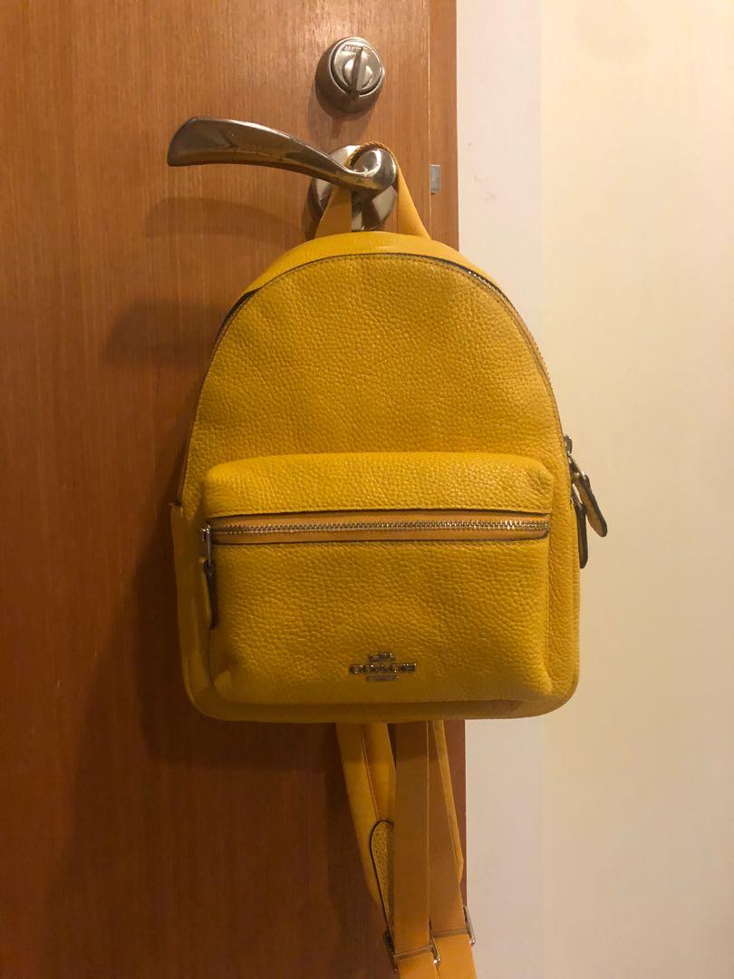 Yellow coach backpack top