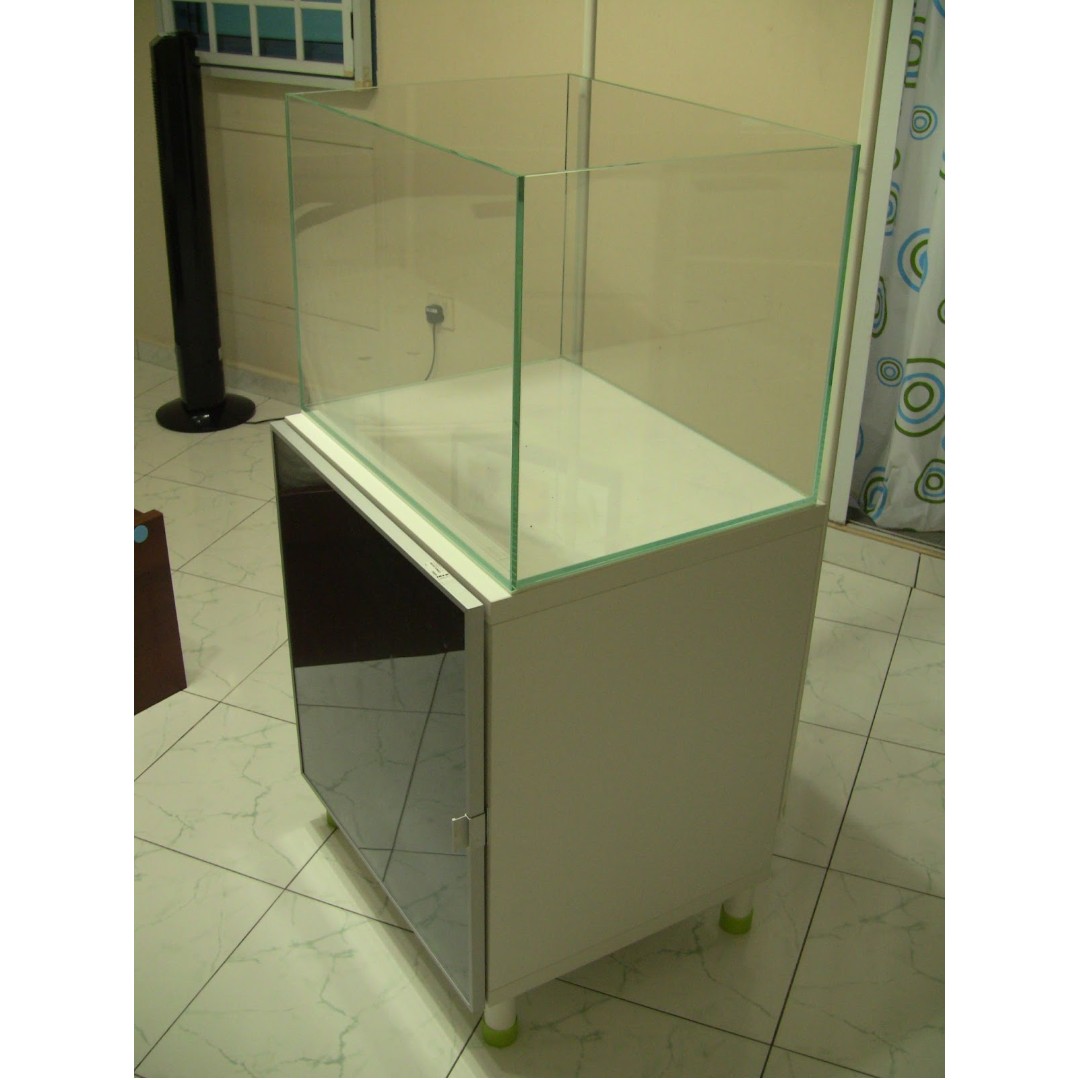 aquarium fish tank 2ft crystal glass with ikea custom cabinet pet supplies homes other pet accessories on carousell