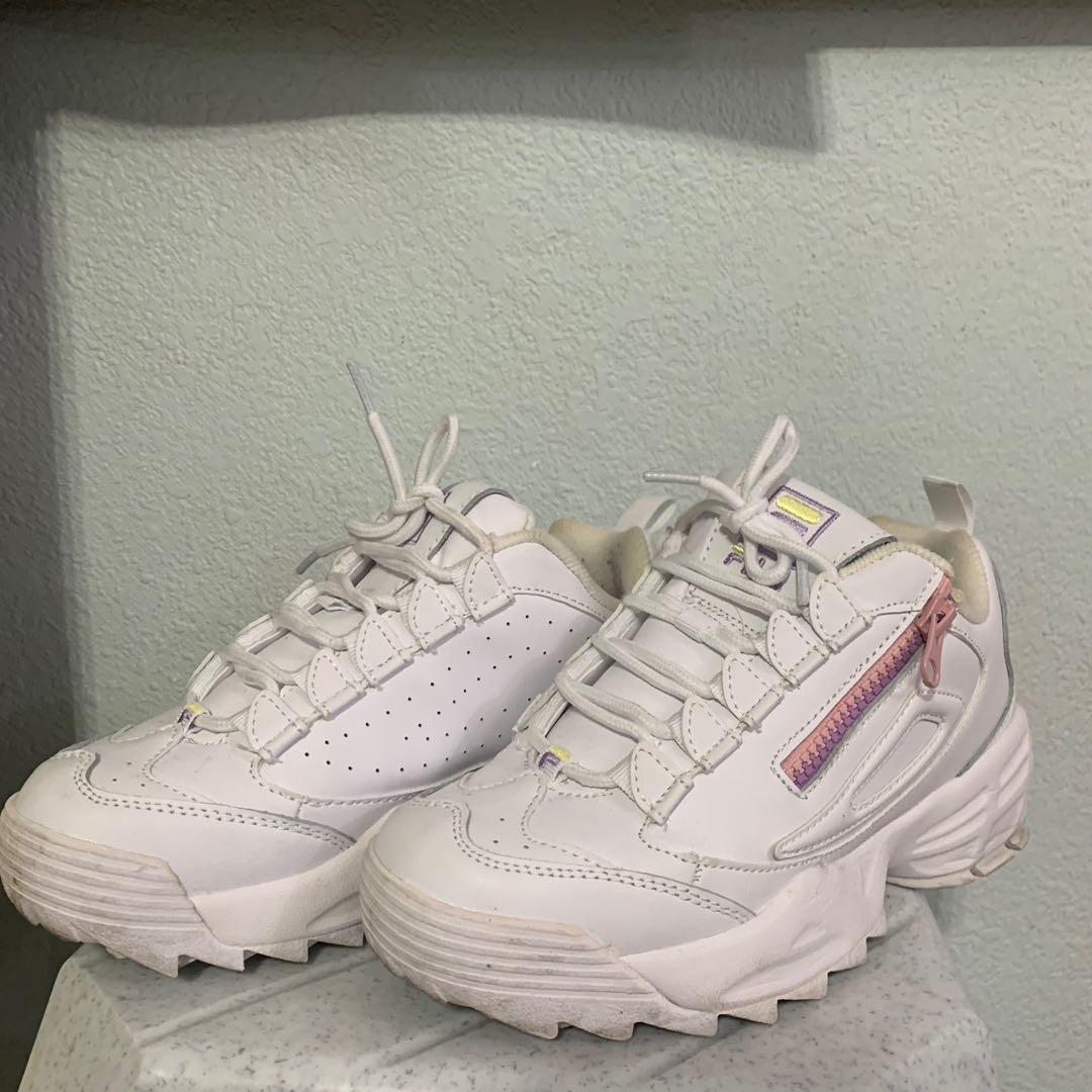 Fila white disruptor 3 zip trainers clearance
