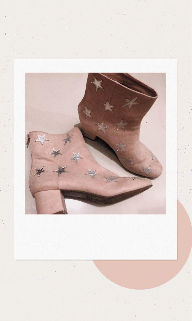womens pink suede booties