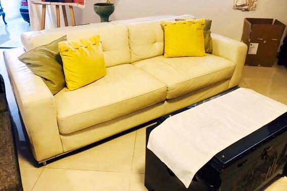Leather Cream Sofa Furniture Sofas On Carousell