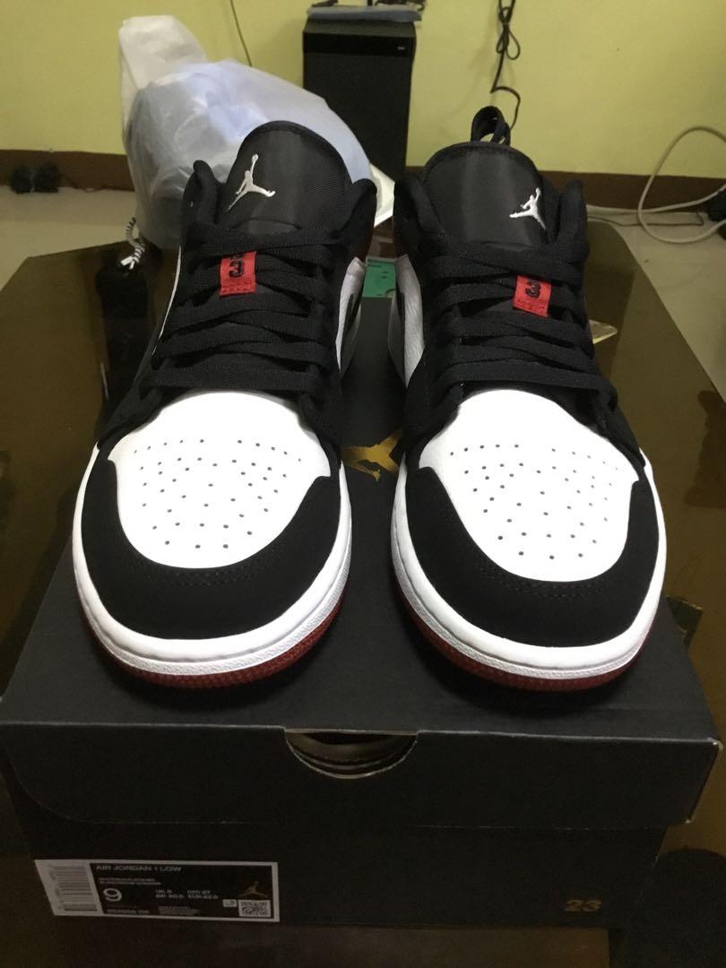 jordan 1 low black toe size 9