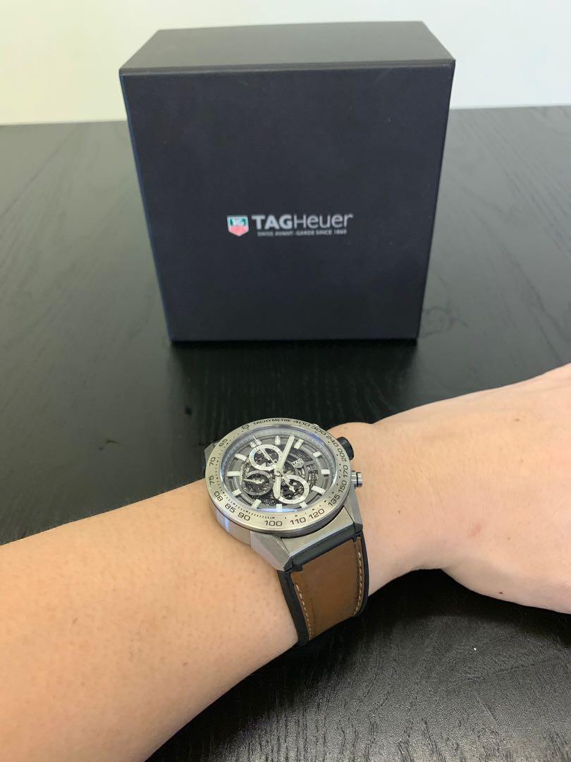 Tag Heuer Carrera Titanium Case with brown leather strap, Luxury, Watches  on Carousell