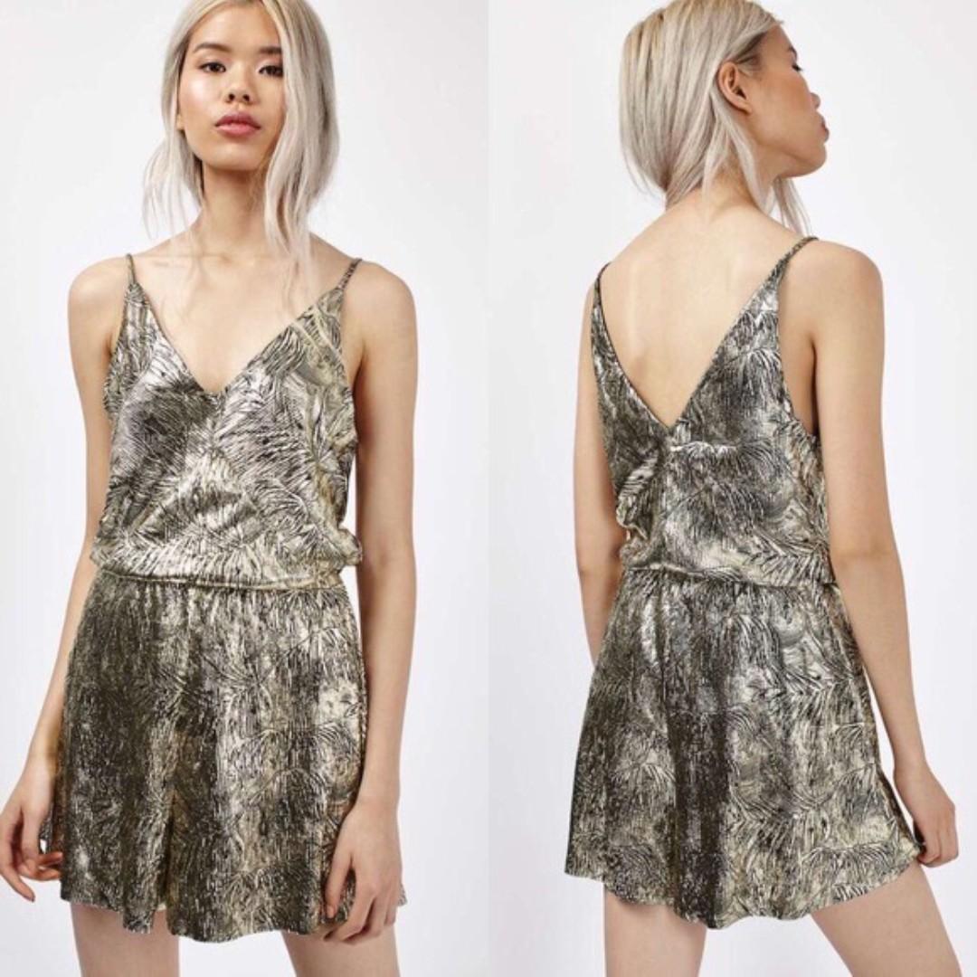 Topshop gold jumpsuit sales