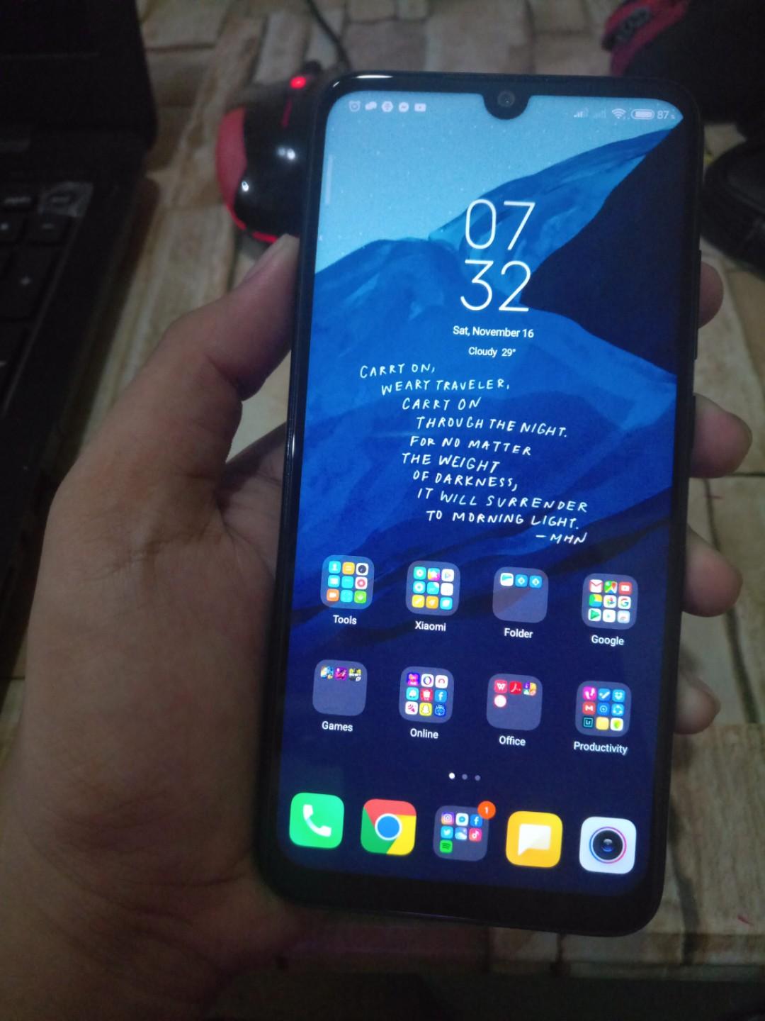 Xiaomi Redmi Note 7 Pro (Category: Xiaomi) located in Carmona. Submitted by mrkfrnn (Listing ID 262810737, Image 1). Description: Xiaomi Redmi Note 7 Pro 6gb rom 128 gb internal Unlocked Bootloader, Xiaomi.eu rom installed (MIUI 11 stable) Orig price 14,500 purchased from xundd philippines last April 2019 Complete box, charger, OR, dalawang case Full specs: https://www.google.com/amp/s/m.gsmarena.com/xiaomi_redmi_note_7_pro-ampp-9521.php.