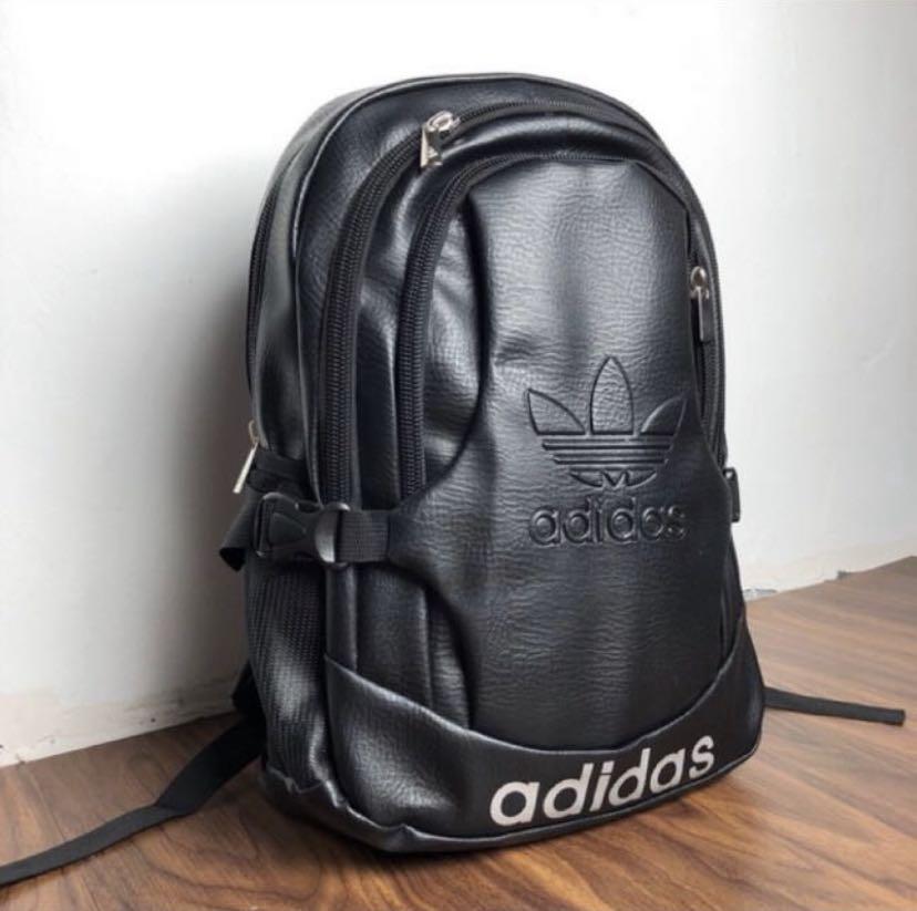 Adidas black leather backpack sale