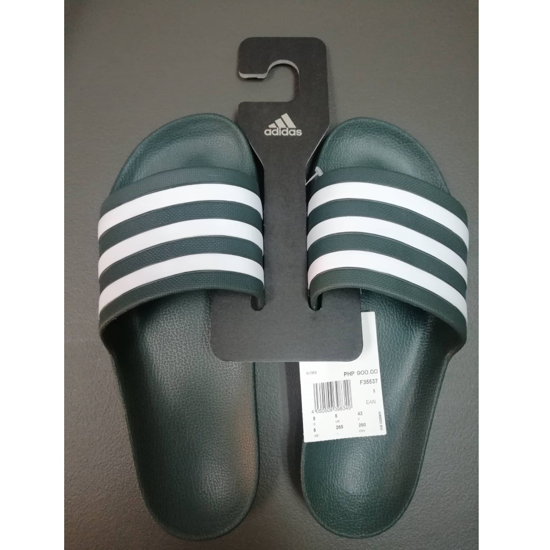 olive green adidas slides