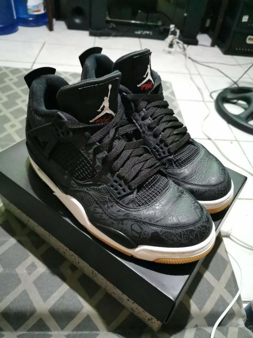 Air Jordan 4 Retro Black Laser, Men's Fashion, Activewear on Carousell