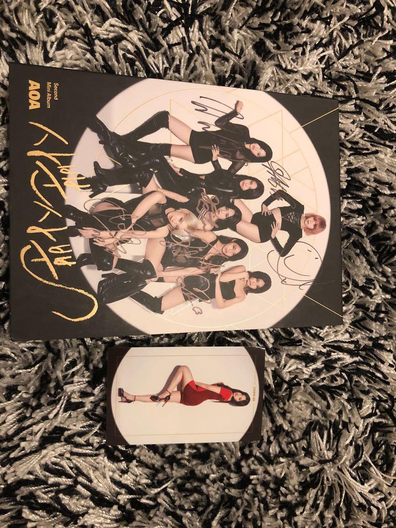Aoa Signed Autograph 2nd Mini Album Like A Cat With Chan Mi Photocard Tv Home Appliances Tv Entertainment Tv Parts Accessories On Carousell