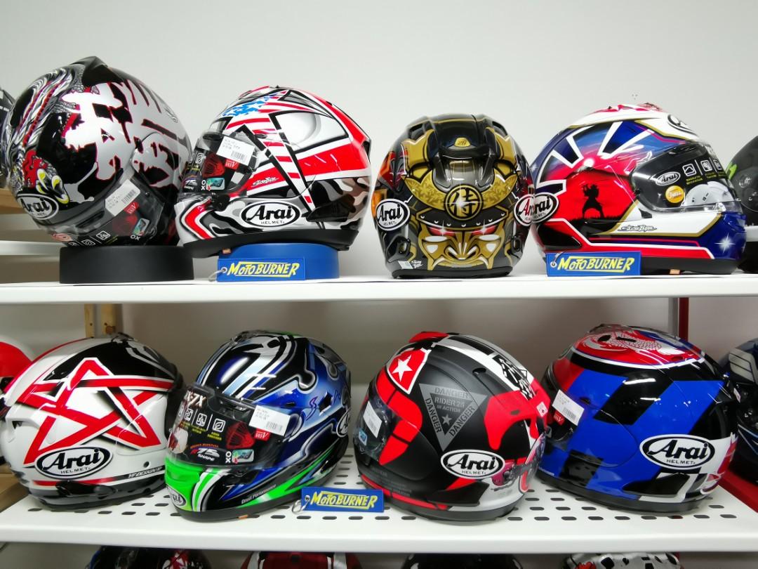 Arai helmets RX7X (Category: Motorcycle Apparel) located in Singapore. Submitted by stellar_motoburner (Listing ID 263112923, Image 2). Description: .