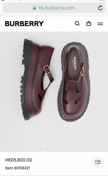 BURBERRY Leather T-BAR Shoes Classic British Mary Janes, 女裝, 鞋 ...
