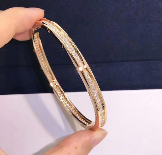 Bvlgari Rose Gold and Diamond BVLGARI BVLGARI Bangle | Harrods CZ