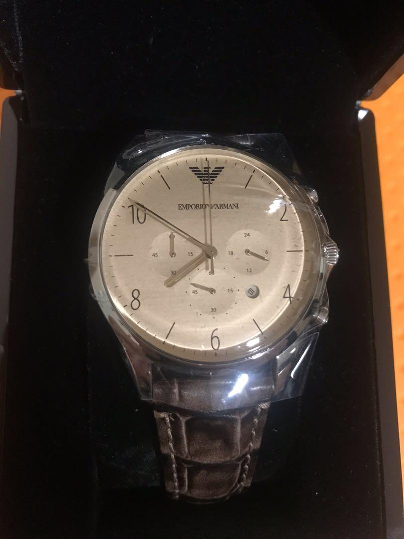 Emporio Armani AR1878 43mm brown crocodile leather chronograph