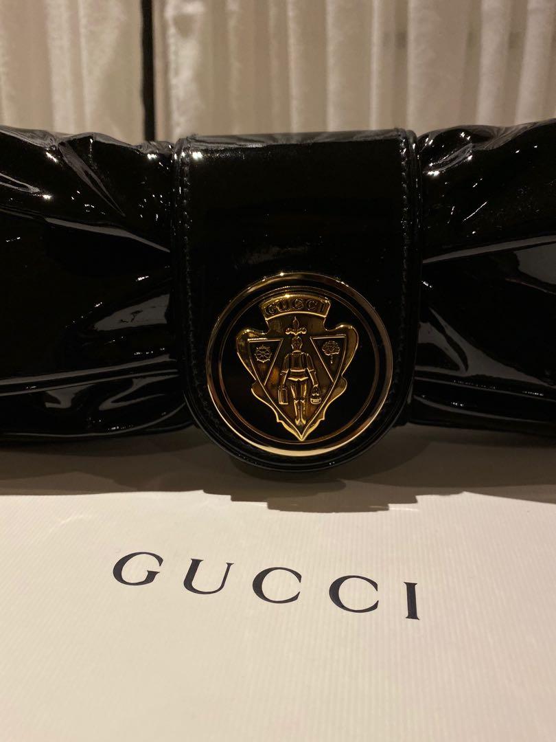 Gucci Black Patent Leather Papillon Hysteria Clutch Women s Fashion Bags Wallets on Carousell