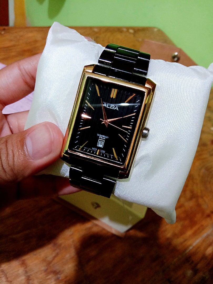 Jam tangan mewah luxury merk ALBA Quartz BlackGold series, Barang Mewah