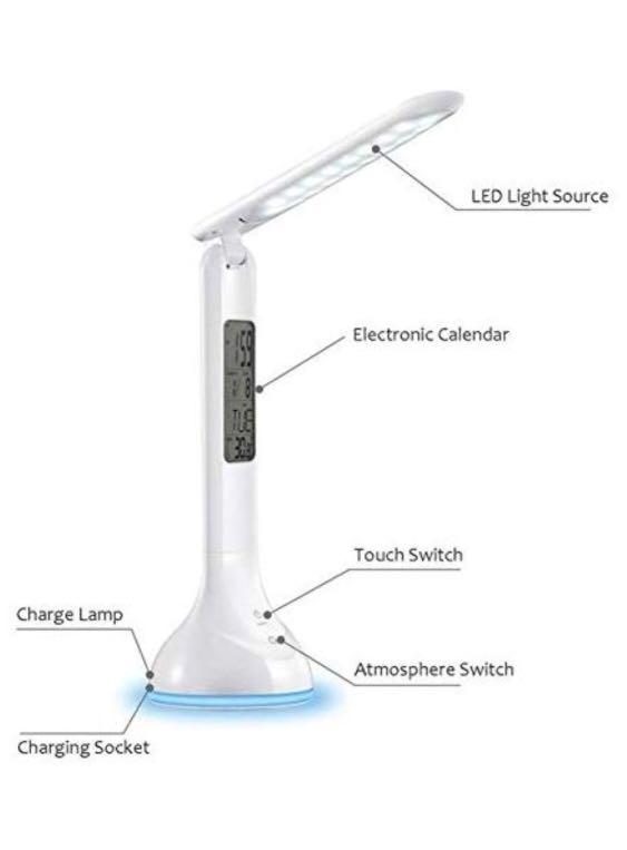 Miniso foldable desk/ table lamp with alarm clock and calendar display