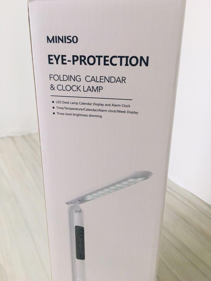 Miniso foldable desk/ table lamp with alarm clock and calendar display