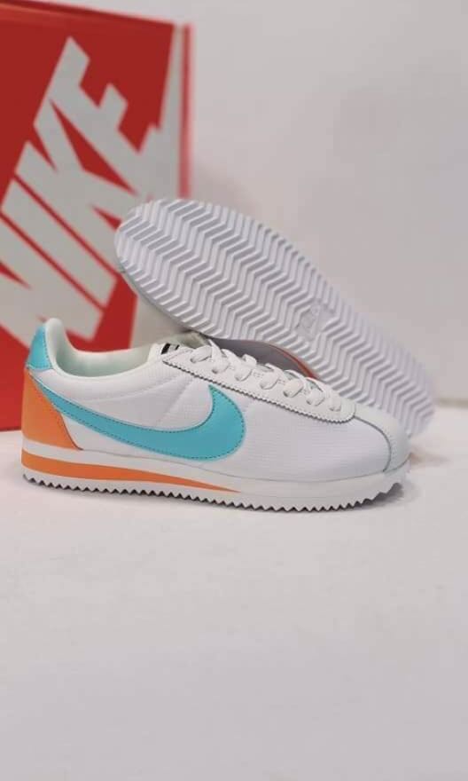 nike cortez white orange