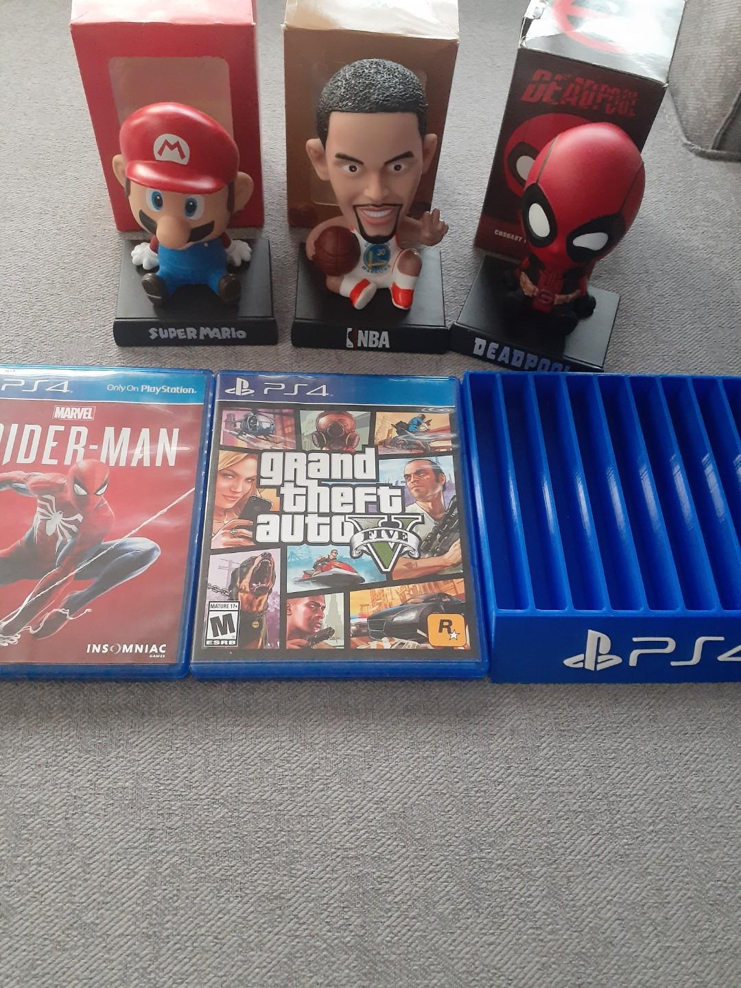 Ps4 game (Category: Controllers) located in Manila. Submitted by shemineforever (Listing ID 263036829, Image 3). Description: All in ps4 game Spider man GTA with map 3 action figure Cd rack Call or txt 09279759913.