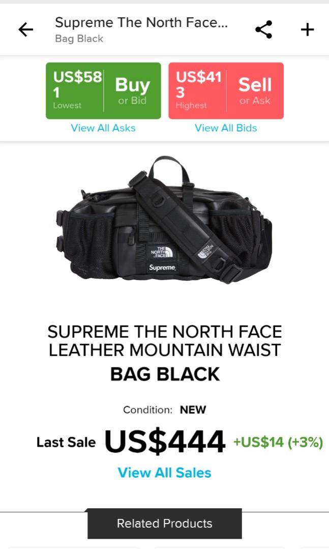supreme x the north face leather mountain waist bag