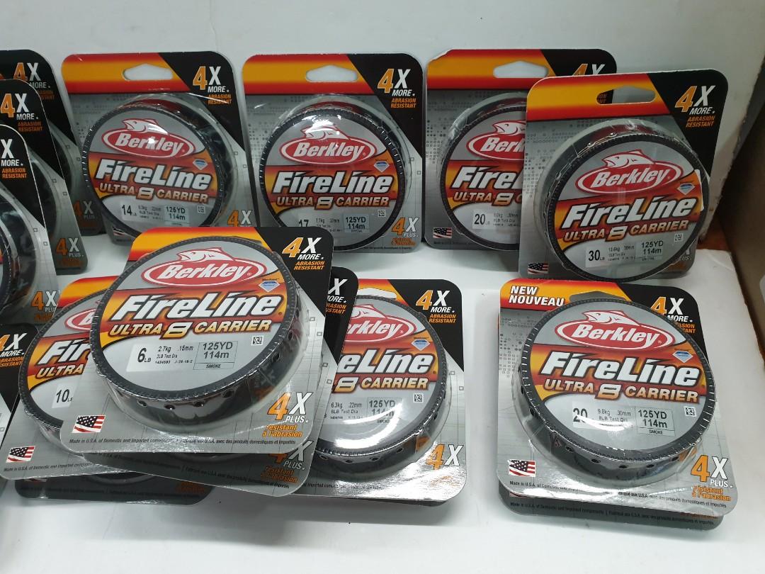 The Improved Version FireLine- In Place Now.!!!)= 'Berkley' Crystal & Smoke  FireLine.(Only Size: Pe#, 4 & 14lb @125yds/ 114m Coil- Single Colour, as  Crystl White & Smoke Black.), Sports Equipment, Fishing on